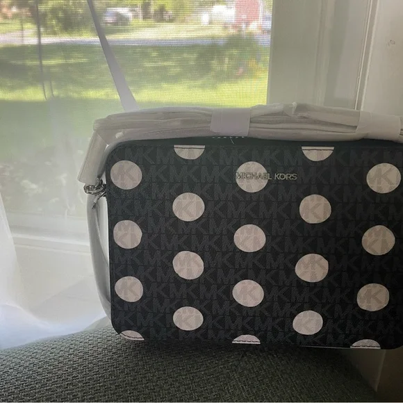 Michael Kors Blue and White Polka Dot Crossbody Bag - Picture 5 of 6